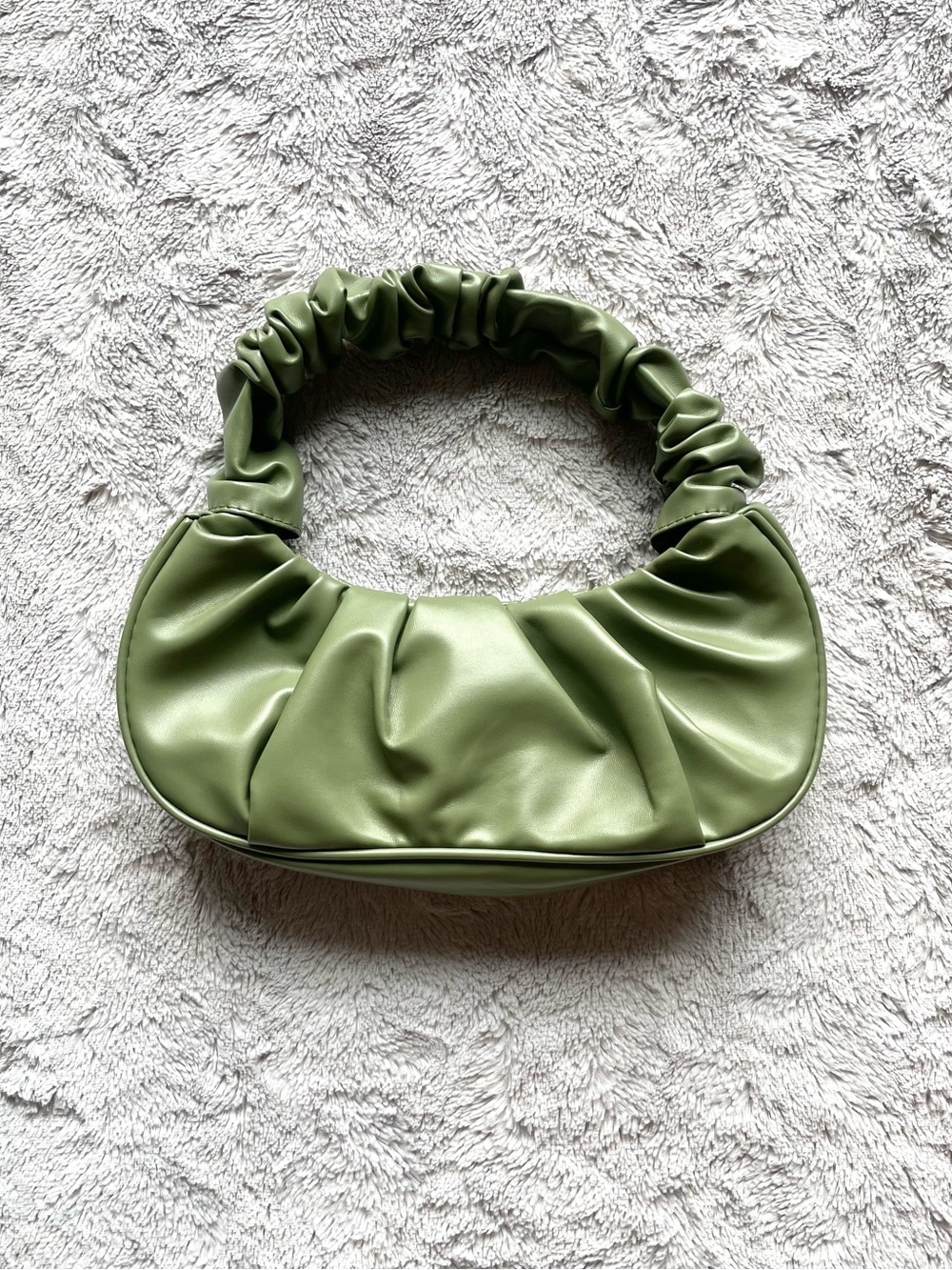Green Ruched Mini Shoulder Bag